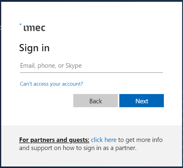 Sign in screen imec