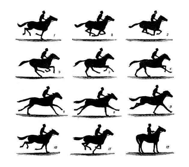 Edward Muybridge's galloping horse, early example of high-speed photograpy