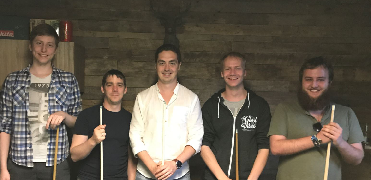 Het team van Online Werkrooster vlnr: Jeroen, Bert, Nick, Jitse, Jorn.