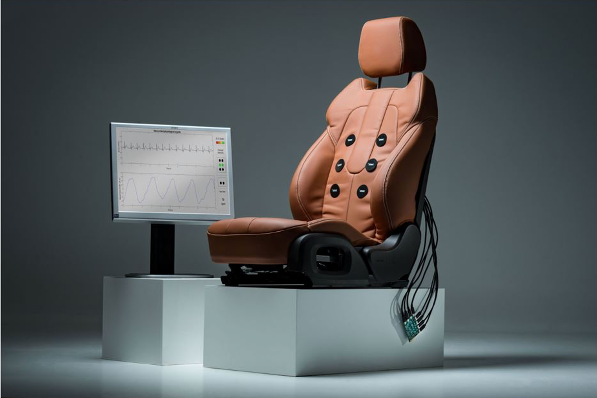 Imec’s non-contact sensor solutions were demonstrated in this car seat. More info here. 