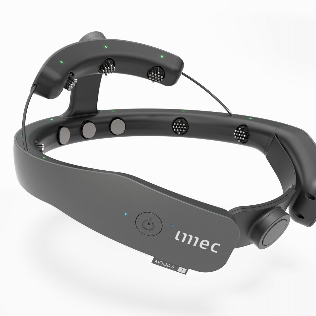 Two of imec’s EEG headsets: the one from the press release in 2018 and the one developed for Amorepacific to be used as an investigational device for fragrance studies.